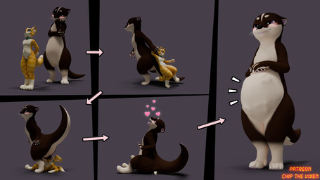 abdominal_bulge anthro belly blush curled_tail curling_tail facesitting female heart_symbol living_insertion living_sex_toy male raised_tail sitting_on_another size_difference tail unbirthing vaginal vore chip_the_vixen patreon cocoa_(chip_the_vixen) tyberius_zen domestic_cat felid feline felis mammal mustelid otter river_otter tabby_cat 16:9 3d_(artwork) blender_(artwork) comic digital_media_(artwork) hi_res widescreen
