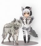 2019 3_toes 5_fingers aardwolf aardwolf_(kemono_friends) aardwolf_humanoid ambiguous_gender animal_humanoid animal_print armwear bare_shoulders beady_eyes big_breasts biped black_eyes black_nose black_stripes blush bottomwear breasts brown_eyes clothed clothing cutoffs daisy_dukes denim denim_bottomwear denim_clothing duo elbow_gloves feet female feral fingers fluffy footwear frown fully_clothed fur gloves grey_body grey_bottomwear grey_clothing grey_fur grey_skirt grey_tail hair handwear hi_res hotpants humanoid hyena hyena_humanoid iceeye_ena japanese kemono_friends larger_female larger_humanoid legwear light_body light_skin looking_at_viewer mammal mammal_humanoid minishorts necktie open_frown open_mouth pattern_clothing ponytail quadruped scared shadow shirt shoes shorts simple_background size_difference skirt smaller_ambiguous smaller_feral snout striped_body striped_clothing striped_fur striped_hyena stripes tail tan_body tan_skin toes topwear white_background white_clothing white_shirt white_topwear worried