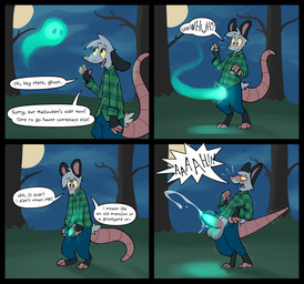 anthro balls blush bodily_fluids clothed clothed_anthro clothing cum dick_possession digitigrade ejaculation erection expansion flaccid flannel_shirt forced forced_orgasm forest forest_background genital_expansion genital_fluids genitals glowing glowing_genitalia glowing_penis green_glow hands-free male moon nature nature_background orgasm penis penis_expansion plant solo_focus spontaneous_ejaculation surprised tail text tree bernie-buddy american_opossum ghost mammal marsupial spirit virginia_opossum comic english_text hi_res