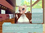 anthro big_breasts blush breast_rest breasts cutlery female food fork furniture kitchen_utensils pink_body solo table text tools hissmiss nintendo pokemon hannah_(stropeysheepbun) generation_1_pokemon legendary_pokemon mew_(pokemon) pokemon_(species) english_text hi_res