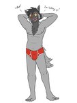 anthro anthrofied barefoot briefs briefs_only bulge clothed clothing dialogue feet hands_behind_head male navel nipples pokemorph red_briefs red_clothing red_underwear simple_background slightly_chubby solo text topless underwear underwear_only white_background fuze nintendo pokemon pawl_(fuze) generation_3_pokemon pokemon_(species) poochyena 3:4 english_text full-length_portrait hi_res portrait