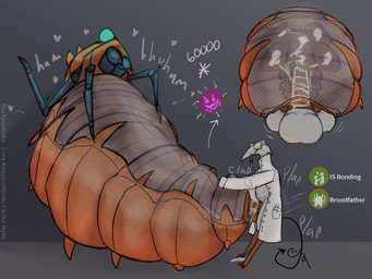 animal_genitalia animal_penis anthro arthropod_abdomen bodily_fluids brown_body clothing coat cum cum_in_vagina cum_inside equine_genitalia equine_penis eyewear female feral gameplay_mechanics genital_fluids genitals glasses heart_symbol impregnation impregnation_kink insectophilia lab_coat lying male multicolored_body nyth_the_gluttonous on_back ovum ovum_with_face penetration penis sex smoking standing text topwear translucent translucent_body two_tone_body vaginal vaginal_penetration wearing_glasses white_body rockpankake abiotic_factor roi_(rockpankake) arthropod insect miteling 2026 digital_media_(artwork) english_text hi_res