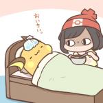 duo ice_bag text rairai-no26-chu nintendo pokemon selene_(pokemon) generation_1_pokemon human mammal pokemon_(species) raichu 1:1 2019 japanese_text low_res translation_request