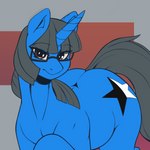 big_butt blue_body brown_eyes butt cutie_mark eyewear female feral glasses grey_hair grey_mane grey_tail hair horn looking_at_viewer mane overweight overweight_female overweight_feral simple_background slightly_chubby solo tail unicorn_horn aeroartz aerodraws hasbro my_little_pony mythology fan_character mint_petal equid equine horse mammal mythological_creature mythological_equine pony unicorn 1:1 absurd_res digital_media_(artwork) hi_res