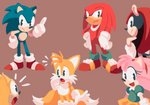 accessory anthro clothing eye_contact female footwear gloves group hair_accessory hairband handwear looking_at_another male narrow_hips open_mouth open_smile simple_background smile thin_calves thin_legs thin_thighs amberuzkaa classic_sonic_(universe) sega sonic_the_hedgehog_(series) amy_rose classic_amy_rose knuckles_the_echidna mighty_the_armadillo miles_prower ray_the_flying_squirrel sonic_the_hedgehog canid canine echidna eulipotyphlan fox hedgehog mammal monotreme 2018