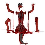 anthro black_body black_skin black_tail blood blue_eyes bodily_fluids bone claws death decapitation gore gore_focus guts male nail nail_in_arm nail_in_hand nail_in_head nail_in_leg nail_in_tail nailed nightmare_fuel open_mouth organs red_body red_skin red_tail severed_arm severed_body_part severed_head severed_leg severed_limb simple_background snout solo spine tail tapering_tail two_tone_tail white_background white_claws ranmov_silver_scales furx_(character) lizard reptile scalie 1:1 2012 digital_drawing_(artwork) digital_media_(artwork)