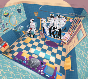 aged_up anthro anthrofied basket bathing bathing_another bathing_together bathroom bathtub brush butt casual_nudity cellphone claw_foot_bathtub clenched_teeth clothing container convenient_censorship detailed_background electronics eyes_closed feet fingers fur group holding_cellphone holding_object holding_phone holding_smartphone holding_sponge inside kneeling looking_back male markings mirror nipples nude open_mouth partially_submerged phone shower shower_head showering showering_together sink sitting sitting_on_toilet smartphone smile soap_bubbles sponge spots spotted_body spread_legs spreading standing tail teeth toes toilet tongue tongue_out toothbrush toothbrush_in_mouth toothpaste towel water dal101strefan 101_dalmatian_street 101_dalmatians disney d.j._(101_dalmatians) dimitri_1_(101_dalmatians) dimitri_2_(101_dalmatians) dimitri_3_(101_dalmatians) dimitri_trio_(101_dalmatians) canid canine canis dalmatian domestic_dog mammal digital_media_(artwork) hi_res brother_(lore) brothers_(lore) sibling_(lore) triplets_(lore)