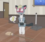 anthro blush bodily_fluids clean_diaper clothed clothing crossdressing despair desperation diaper genital_fluids grey_body hallway maid_uniform male omorashi solo uniform urine_meter wearing_diaper ritzcat animal_crossing nintendo raymond_(animal_crossing) domestic_cat felid feline felis mammal hi_res