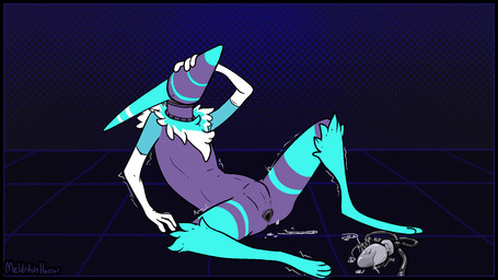 ambiguous_gender anal_fluids anthro anus anus_only blue_body blue_fur bodily_fluids buttplug detailed_background digitigrade eyeless featureless_chest featureless_crotch fur hand_on_head multicolored_body multicolored_fur null null_bulge nullo pattern_background paws plug_(sex_toy) purple_body purple_fur sex_toy shaking simple_background sitting solo spread_legs spreading vibrator white_body white_fur meldritchhorror deltarune undertale_(series) werewerewire 16:9 2021 hi_res signature widescreen