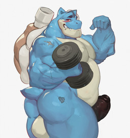 anthro anthrofied backsack balls barazoku belly butt dumbbell erection exercise flexing genitals humanoid_genitalia humanoid_penis looking_at_viewer male moobs musclegut muscular muscular_anthro muscular_male nude penis shell shoulder_cannon simple_background smile solo standing weightlifting weights white_background workout vincethetiger nintendo pokemon blastoise generation_1_pokemon pokemon_(species) scalie 2020 absurd_res hi_res