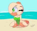 anthro beach clothing female food not_furry one-piece_swimsuit seaside solo steamed_bun swimwear commiebunny94 bao food_creature food_humanoid humanoid 6:5