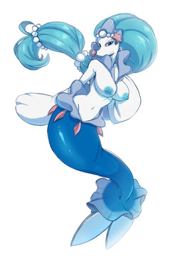 anthro areola big_breasts blue_areola blue_eyes blue_hair blue_nipples breasts female hair jewelry long_hair navel nipples nude simple_background smile solo split_form star starfish_(accessory) white_background rainbowscreen nintendo pokemon aquatic asterozoan echinoderm generation_7_pokemon mammal merfolk pinniped pokemon_(species) primarina starfish 2018 digital_media_(artwork) hi_res shaded