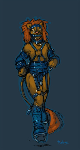 anthro bdsm bit_gag blue_collar bondage boots bound bridle chastity_belt chastity_device clothing collar footwear gag gagged grey_background harness hoof_boots lock male padlock petplay phallic_chastity_device ponyplay roleplay running shoes simple_background solo submissive submissive_male tail wearing_chastity_device turbinedivinity sagemane felid lion mammal pantherine