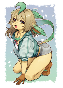 5_fingers all_fours anthro anthrofied bangs barefoot biped border bottomwear bra breasts brown_body brown_claws brown_eyebrows brown_eyes brown_feet brown_hands brown_markings brown_nose chest_tuft claws clothed clothed_anthro clothed_female clothing cute_fangs denim denim_bottomwear denim_clothing denim_shorts eyebrow_through_hair eyebrows eyelashes fangs feet female female_anthro finger_claws fingers front_view fully_clothed fully_clothed_anthro fully_clothed_female fur furgonomic_bottomwear furgonomics gloves_(marking) green_ears green_tail green_tuft hair hotpants humanoid_hands kneeling leaf leaf_tail leg_markings looking_at_viewer markings medium_breasts minishorts one_fang open_mouth open_smile outside_border pink_tongue plantigrade pokemorph pupils raised_heel shorts simple_background small_nose smile smiling_at_viewer socks_(marking) solo tail tail_clothing tan_hair teeth text thick_thighs three-quarter_view toes tongue topwear translucent translucent_hair tuft underwear white_border white_sclera yellow_body yellow_fur coffeechicken nintendo pokemon eeveelution generation_4_pokemon leafeon pokemon_(species) 2025 artist_name digital_drawing_(artwork) digital_media_(artwork) full-length_portrait hi_res portrait