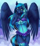 anthro big_breasts breasts clothing corset feathers female legwear lingerie looking_at_viewer pose solo stockings topwear wide_hips wings shinyshine hasbro my_little_pony mythology midnight_mist equid equine mammal mythological_creature mythological_equine pegasus absurd_res hi_res pinup