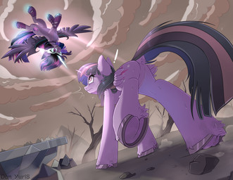 alternate_timeline bodily_fluids butt cloud cutie_map dead_tree dock_(anatomy) duo female feral fetlocks fluffy hooves horn low-angle_view magic plant sweat tail tree underhoof upside_down wings dan_yuris equestria_girls friendship_is_magic hasbro my_little_pony mythology midnight_sparkle_(eg) twilight_sparkle_(mlp) equid equine mammal mythological_creature mythological_equine winged_unicorn hi_res