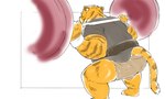 anthro barbell barbell_squats bulge butt clothing exercise kemono male orange_body overweight overweight_male shirt solo squats topwear weightlifting workout inunoshippo felid mammal pantherine tiger 2022 5:3