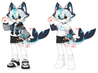 4_ears 4_fingers 4_toes ahoge anthro bangs black_body black_bottomwear black_clothing black_ears black_fur black_shorts blue_body blue_fur blue_highlights blue_horn blue_inner_ear bottomwear buckle cetacean_tail cheek_tuft circle_eyebrows clothed clothing cropped_jacket cropped_sweater cute_fangs discarded_footwear eyebrows facial_tuft fangs feet fin fingers footwear fur fur_markings gesture hair highlights_(coloring) hoodie horn inner_ear_fluff jacket legwear looking_at_viewer male markings multi_ear open_mouth orange_eyes pawpads pink_pawpads shirt shoes shorts simple_background smile smiley_face smiling_at_viewer socks solo straps streetwear tail tail_fin techwear teeth toes tongue topwear tuft waving waving_at_viewer white_background white_body white_clothing white_footwear white_fur white_hair white_inner_ear_fluff white_shirt white_socks white_topwear young young_anthro young_male windbiom hefeng_character aquatic cetacean furred_cetacean mammal absurd_res hi_res watermark
