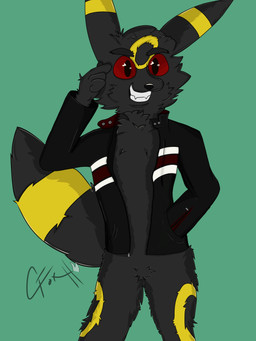 anthro black_body clothing jacket male mexican red_eyes solo topwear gfoxh_wolfox nintendo pokemon gfoxh canid canine eeveelution generation_2_pokemon hybrid mammal pokemon_(species) umbreon 3:4 absurd_res hi_res