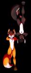 anthro black_body black_fur black_hair blush collar duo fur hair heterochromia jewelry male necklace orange_body orange_fur freeze-pop88 ash_harden nanabi_ashiro canid canine fox mammal mephitid skunk absurd_res alpha_channel hi_res