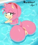 accessory anthro anus anus_focus aroused ass_up bedroom_eyes big_butt black_nose blue_water butt butt_focus butt_pose day droplets eyelashes female fur genitals glistening glistening_body glistening_butt glistening_genitalia glistening_pussy green_eyes hair hair_accessory hairband half-closed_eyes happy headband huge_butt innie_pussy lidded_eyes light looking_at_viewer looking_back looking_back_at_viewer narrowed_eyes nude open_mouth pink_anus pink_body pink_butt pink_fur pink_hair pink_tail plump_labia pool pose presenting presenting_anus presenting_hindquarters presenting_pussy pussy rear_view ripples seductive skinny_dipping smile smiling_at_viewer solo sunlight sunny swimming swimming_pool tail tan_body tan_fur tan_skin thick_thighs water wet wide_hips marbleous sega sonic_the_hedgehog_(series) amy_rose eulipotyphlan hedgehog mammal signature