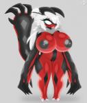 2_thumbs 5_fingers anthro anthrofied areola big_areola big_breasts black_areola black_body black_nipples black_skin blue_eyes blush breasts curvy_figure dark_areola dark_nipples female fingers fur genitals hair huge_breasts nipples non-mammal_breasts non-mammal_nipples nude pokemorph pupils pussy red_body red_skin short_stack simple_background slightly_chubby solo tsundere voluptuous white_hair white_pupils razplus mythology nintendo pokemon jewel_(darksword-wolf) avian dragon generation_6_pokemon legendary_pokemon mythological_creature mythological_scalie pokemon_(species) scalie yveltal 2016 digital_media_(artwork)