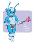 antennae_(anatomy) anthro apron apron_only blue_body blue_fur bow_tie bulge cleaning_tool clone clothing feather_duster fur lace licking licking_lips male mostly_nude solo suggestive_look suggestive_pose tongue tongue_out chris_sutor twinkle_the_foozle alien foozle 2020 4:5 hi_res