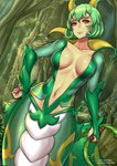 alternate_species apode breasts detailed_background female green_hair hair humanoidized legless looking_at_viewer orange_eyes pokemorph serpentine short_hair smile solo split_form text whip redjet00 nintendo pokemon animal_humanoid draconcopode generation_5_pokemon humanoid pokemon_(species) reptile reptile_humanoid scalie scalie_humanoid serperior absurd_res hi_res url