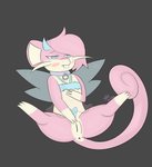 anus blue_eyes clothed clothed_feral clothing collar costume female feral genitals horn presenting presenting_pussy pussy simple_background solo spread_legs spreading wings temiest nintendo pokemon cream_(temiest) generation_1_pokemon mammal pokemon_(species) rattata rodent hi_res