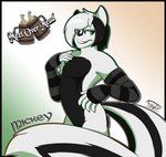 anthro black_hair black_markings censored_genitalia claws clothed clothed/nude clothing fur green_eyes hair irish irish_flag long_sleeves looking_at_viewer male markings nude solo toothy_grin white_body white_fur white_hair thibbycat mickey_(thibbycat) mammal mephitid skunk censored hi_res