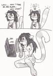 anthro breasts female hair long_hair masturbation nipples nude solo vaginal vaginal_masturbation raiettei_(artist) raiettei_(character) genet mammal viverrid 2013 hi_res monochrome