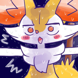 :o ambiguous_anthro ambiguous_gender anthro biped emanata front_view looking_at_viewer object_in_tail open_mouth ringed_eyes shaking simple_background solo standing stick stick_in_tail sweating_profusely tail trembling annyui0611 nintendo pokemon braixen canid generation_6_pokemon mammal pokemon_(species) 1:1 2024 bust_portrait digital_drawing_(artwork) digital_media_(artwork) hi_res japanese_description portrait translated_description
