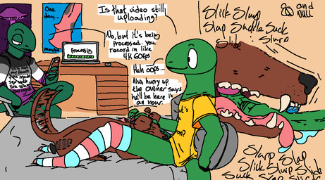 ambiguous_gender anthro anthro_on_feral anthro_penetrating anthro_penetrating_feral asexual_pride_colors bestiality casual_sex clothed clothing cutaway dialogue fellatio feral feral_penetrated foreskin genitals internal internal_fellatio lgbt_pride male male/ambiguous mouthguard oral oral_penetration pantsless penetration penile penis penis_on_tongue pride_colors sex text tongue tongue_out tongue_out_fellatio transgender_pride_colors voyeur qwaxi~lixard broccoli_gardener_(qwaxi~lixard) greenbean_gardener_(qwaxi~lixard) canid canine canis colubrid domestic_dog green_snake mammal reptile scalie snake english_text brother_(lore) brothers_(lore) incestuous_voyeur_(lore) nonbinary_(lore) sibling_(lore)