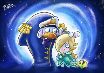 amethyst_(gem) anthro bangs blonde_hair blue_clothing blue_coat blue_topwear blush buckteeth clothed clothed_anthro clothed_female clothed_male clothing coat crown dress duo ear_piercing eye_contact facial_hair featureless_crotch featureless_legs female female_anthro flat_chested floppy_ears fur gem hair hair_over_eye hand_behind_back hand_on_head hand_on_own_chest happy hat headgear headwear holding_object holding_plushie humped_back larger_anthro larger_male lidded_eyes light long_ears long_hair looking_at_another lop_ears male male_anthro mitten_hands multicolored_body mustache no_eyebrows noseless orange_facial_hair orange_mustache peaked_cap piercing plushie portal purple_scarf sapphire_(gem) scarf size_difference smaller_anthro smaller_female smile smiling_at_another space standing star star_ear_piercing tan_eyelids tan_inner_ear teal_clothing teal_dress teeth text topwear torn_scarf two_tone_body white_body white_clothing white_fur white_hat white_headwear rubtox mario_bros mario_plus_rabbids_sparks_of_hope nintendo raving_rabbids rayman_(series) ubisoft captain_orion rabbid_rosalina lagomorph mammal rabbid 2022 absurd_res artist_name colored crossover digital_drawing_(artwork) digital_media_(artwork) english_description english_text hi_res lighting shaded