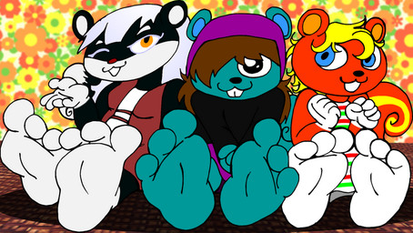 anthro breasts feet female foot_fetish foot_focus fur group humanoid_feet multicolored_body multicolored_fur plantigrade soles teal_body teal_fur toes trio ralftheralfman animal_crossing nintendo caroline_(animal_crossing) chrissy_the_squirrel fan_character tasha_(animal_crossing) mammal rodent sciurid tree_squirrel 2013