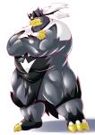 anthro belly black_body black_fur fur humanoid_hands kemono male overweight overweight_anthro overweight_male simple_background solo tomoyamaru nintendo pokemon generation_8_pokemon legendary_pokemon mammal pokemon_(species) single_strike_style_urshifu urshifu 2020