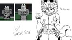 anthro big_breasts big_butt breasts butt clothed clothing female fur hair looking_at_viewer shark_tail smile solo tail white_body white_clothing white_fur salvering unknown_artist roblox razoreli canid canine canis hybrid mammal wolf