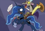 duo feathered_wings feathers female feral horn male wings mistydash friendship_is_magic hasbro my_little_pony mythology discord_(mlp) princess_luna_(mlp) chimera draconequus equid equine horse mammal mythological_creature mythological_equine winged_unicorn 2014 source_request