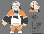 anthro armor blush bottomwear clothing hard_hat headgear helmet male overweight overweight_anthro overweight_male pants shirt simple_background solo topwear haps piti_yindee breeze_in_the_clouds pile_(breeze_in_the_clouds) american_black_bear bear black_bear kermode_bear mammal ursine 2018