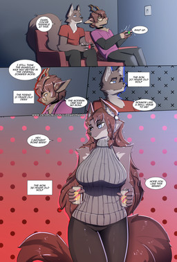 age_difference alcohol anthro beverage big_breasts breasts casual_clothing clothed clothing dialogue female friend's_mom friend's_parent fully_clothed fur gaming gaming_controller horn male mature_female playing_video_game son's_friend speech_bubble text lizzard_sama canid canine canis deer mammal wolf absurd_res cel_shading comic english_text hi_res shaded mother_(lore) parent_(lore)