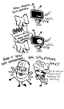 dialogue duo electronics for_a_head group not_furry open_mouth open_smile screen screen_face smile television text clockstops3am conditional_dnp stonerobjectum object_shows animate_inanimate object_head screen_head tv_head 2025 comic crossover english_text hi_res