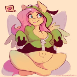 breast_squish breasts cleavage clothed clothing female hoodie navel nerd owo pantsless pregnant pregnant_female squish topwear wildegems antonymph friendship_is_magic hasbro my_little_pony fluttershy_(mlp) equid equine horse mammal pony 1:1