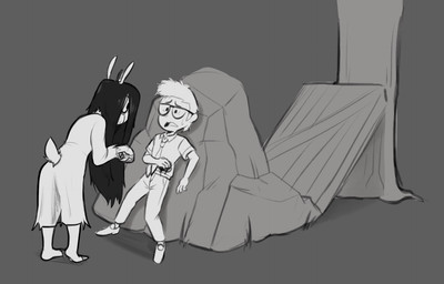 anthro blood bodily_fluids clothing cornered cosplay dress eyewear female glasses hair long_hair male one_eye_obstructed palette plant rock tree hitsuji dead_by_daylight dwight_fairfield sadako_yamamura shio_(hitsuji) alpaca camelid human mammal