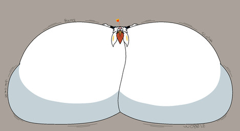 anthro big_butt butt female grey_background groan groaning_butt hand_on_butt hand_on_own_butt huge_butt hyper hyper_butt looking_at_viewer lying_on_butt lying_on_self motion_lines onomatopoeia pink_tongue rear_view red_eyes red_nose simple_background slosh sloshing_butt smile smiling_at_viewer solo sound_effects text tongue tongue_out upside_down white_body white_ears yellow_inner_ear cooluthink nintendo pokemon cynthia_(cooluthink) cinderace generation_8_pokemon lagomorph leporid mammal pokemon_(species) rabbit 2026 cel_shading colored digital_media_(artwork) hi_res shaded