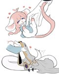 anthro clothing disembodied_hand duo female forked_tongue fur hair heart_symbol lying male micro on_back petting pink_hair raised_head robe scratching_belly scratching_chin tail tail_motion tailwag tongue tongue_out white_body white_fur kudoliya elden_ring fromsoftware tarnished_(elden_ring) mammal mouse murid murine reptile rodent scalie snake 2024 4:5 hi_res watermark