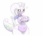 absurd_res anthro anthrofied belly big_breasts big_butt bit-small blush breasts butt camel_toe clothed clothing dragon english_text female generation_6_pokemon genitals goodra green_eyes hi_res mega_milk meme mythological_creature mythological_scalie mythology navel nintendo non-mammal_breasts panties pokemon pokemon_(species) pokemorph pussy scalie shirt simple_background slightly_chubby slime solo tail text text_on_clothing text_on_shirt text_on_topwear topwear umi_(bit-small) underwear wet wet_clothing wide_hips