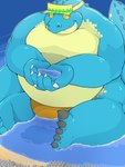 anthro belly blue_body blue_scales boat city claws clothing green_eyes macro male overweight overweight_male scales sea smile solo speedo swimwear vehicle water watercraft touzerou lifewonders tokyo_afterschool_summoners makara_(tas) crocodile crocodilian reptile scalie 3:4 hi_res