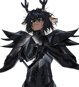 anthro antlers armor black_armor black_hair blue_eyes clothed clothed_anthro clothed_female clothing ear_piercing ear_ring female freckled_face freckles front_view frown full_armor fully_clothed fully_clothed_anthro fully_clothed_female gauntlets gloves hair handwear headgear helmet horn looking_at_viewer piercing ring_piercing solo lina_gtk deltarune undertale_(series) dess_holiday roaring_knight deer mammal new_world_deer reindeer hi_res
