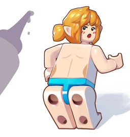 anthro barefoot bent_over biped black_eyes blonde_eyebrows blonde_hair blue_clothing blue_speedo blue_swimwear blush blush_lines butt clothed clothing eyebrows eyelashes feet femboy glue hair humanoid_pointy_ears kragle leaning leaning_forward lego_brick long_hair looking_back male male_humanoid not_furry open_mouth pointy_ears ponytail shadow solo speedo speedo_only standing suggestive swimwear topless topless_anthro topless_male combos-n-doodles lego nintendo the_legend_of_zelda link humanoid hylian lego_minifigure 2026 absurd_res hi_res