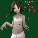 bare_shoulders blush bodily_fluids braided_hair breasts brown_hair clothed clothing dark_body dark_skin female hair midriff navel not_furry open_mouth pigtails solo tareme tears twin_braids えすぺ left_4_dead_(series) valve green_flu_mutant_(left_4_dead) human humanoid mammal spitter_(left_4_dead) undead zombie 1:1 grandfathered_content